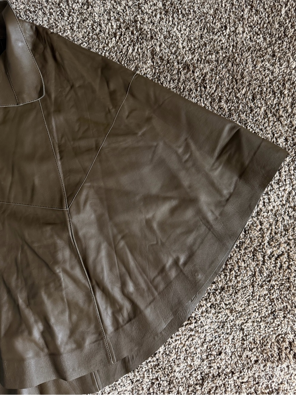 Lafayette 148 Leather Cape Poncho Pullover Brown One Size - Picture 5 of 12